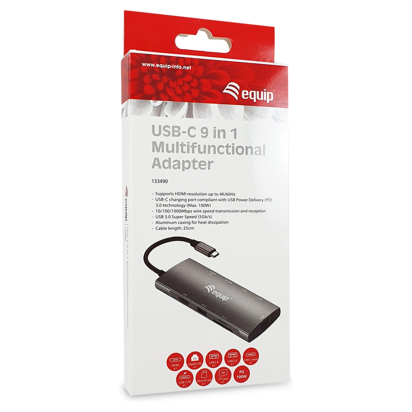 Equip Dock USB-C- to HDMI.GbE.USB2.0.3xUSB3.0.100WPD.+ 25cm si — Buy in Cyprus with Fast Delivery
