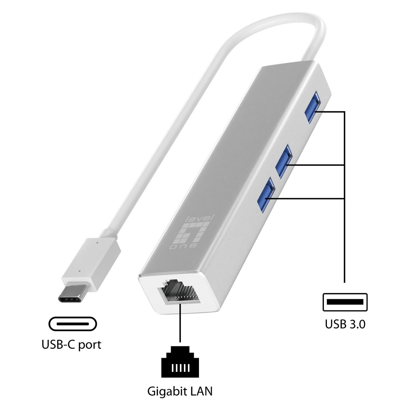 Adapter USB-C - to RJ45 10 100 1000.3xUSB3.0 0.15m si — Buy in Cyprus with Fast Delivery