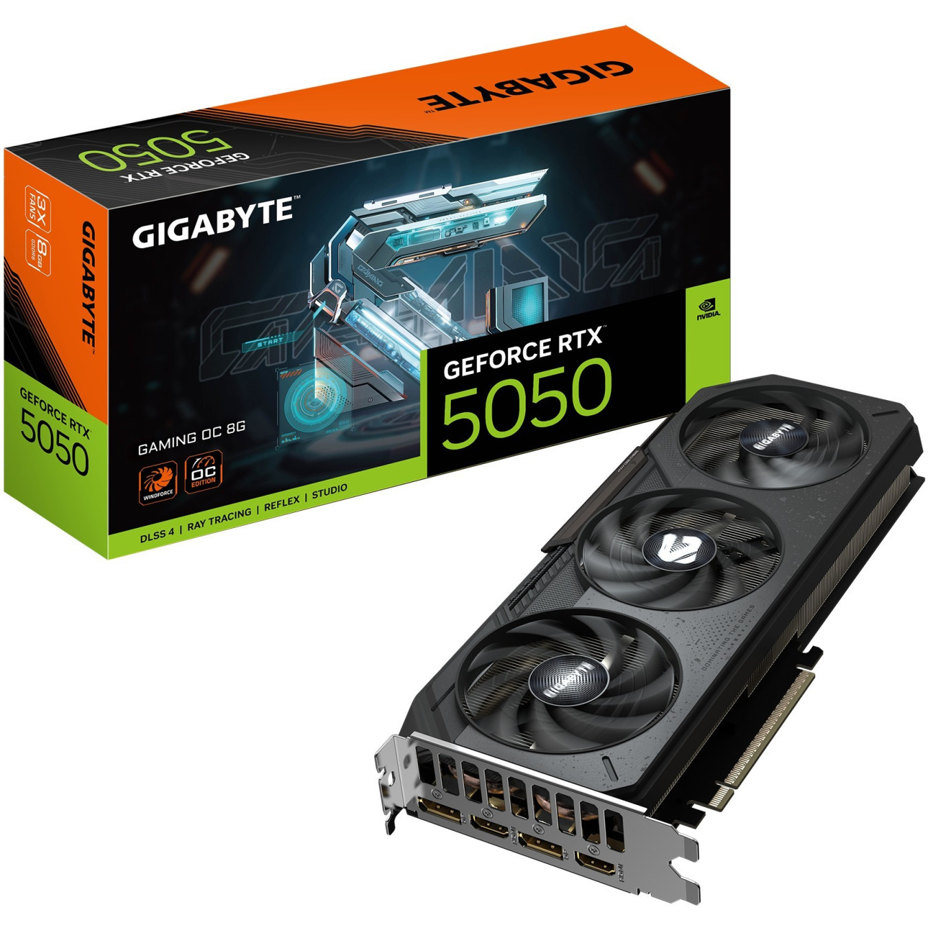 GIGABYTE GeForce RTX 5050 GAMING OC - GV-N5050GAMING OC-8GD - Black, 8GB GDDR6, 2632MHz, PCIe 5.0