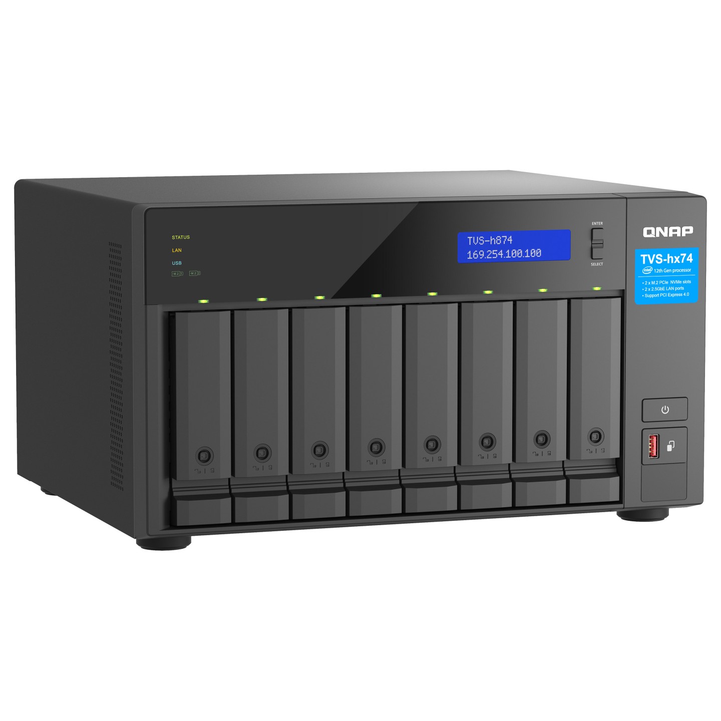 QNAP TVS-H874T-I7-32G 8-Bay NAS Intel Core i7-12700 12-core 20-thread Thunderbolt 4 ZFS Based