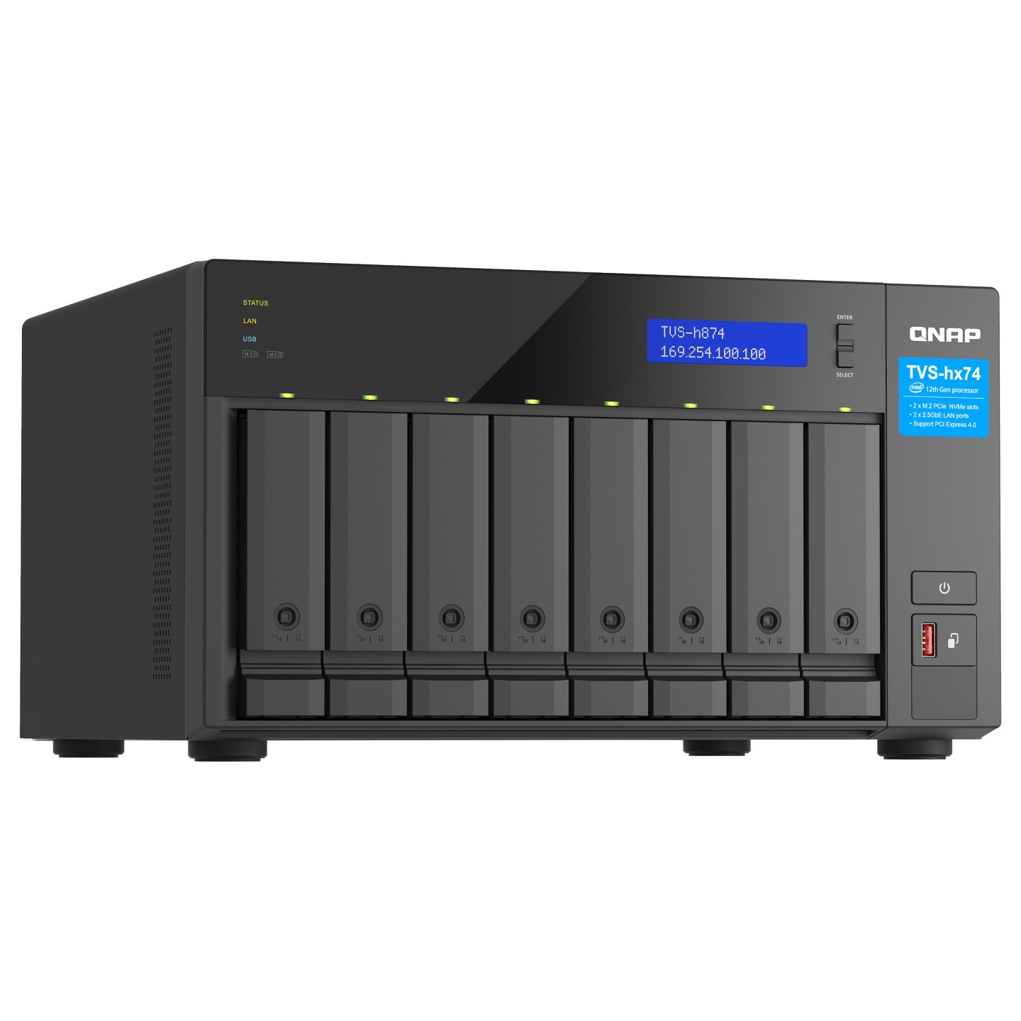QNAP TVS-H874T-I7-32G 8-Bay NAS Intel Core i7-12700 12-core 20-thread Thunderbolt 4 ZFS Based