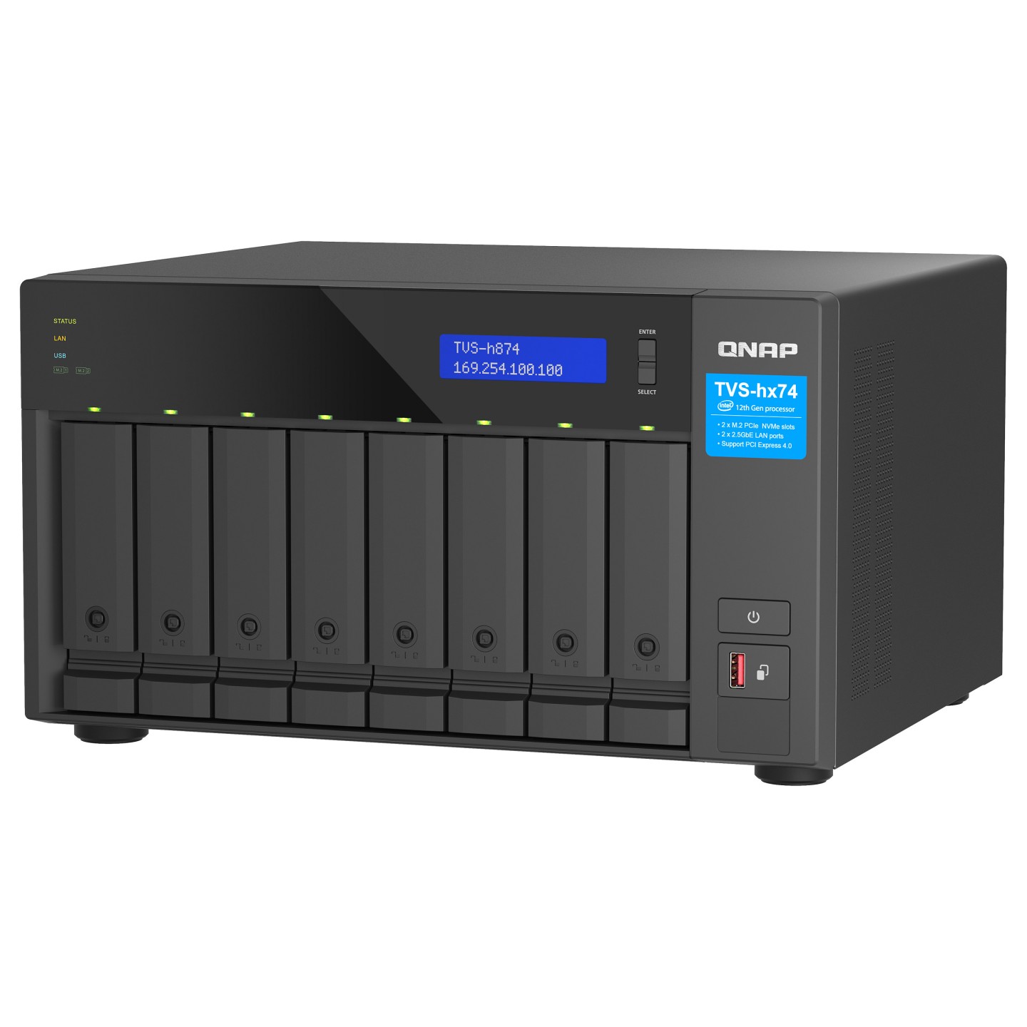 QNAP TVS-H874T-I7-32G 8-Bay NAS Intel Core i7-12700 12-core 20-thread Thunderbolt 4 ZFS Based