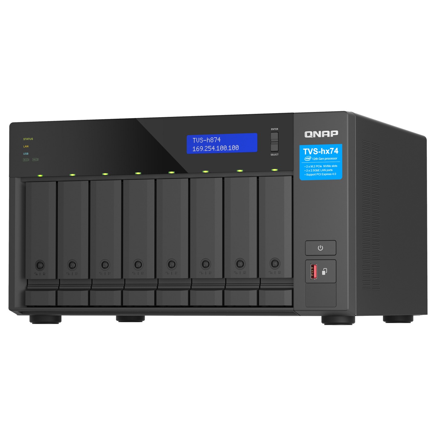 QNAP TVS-H874T-I7-32G 8-Bay NAS Intel Core i7-12700 12-core 20-thread Thunderbolt 4 ZFS Based