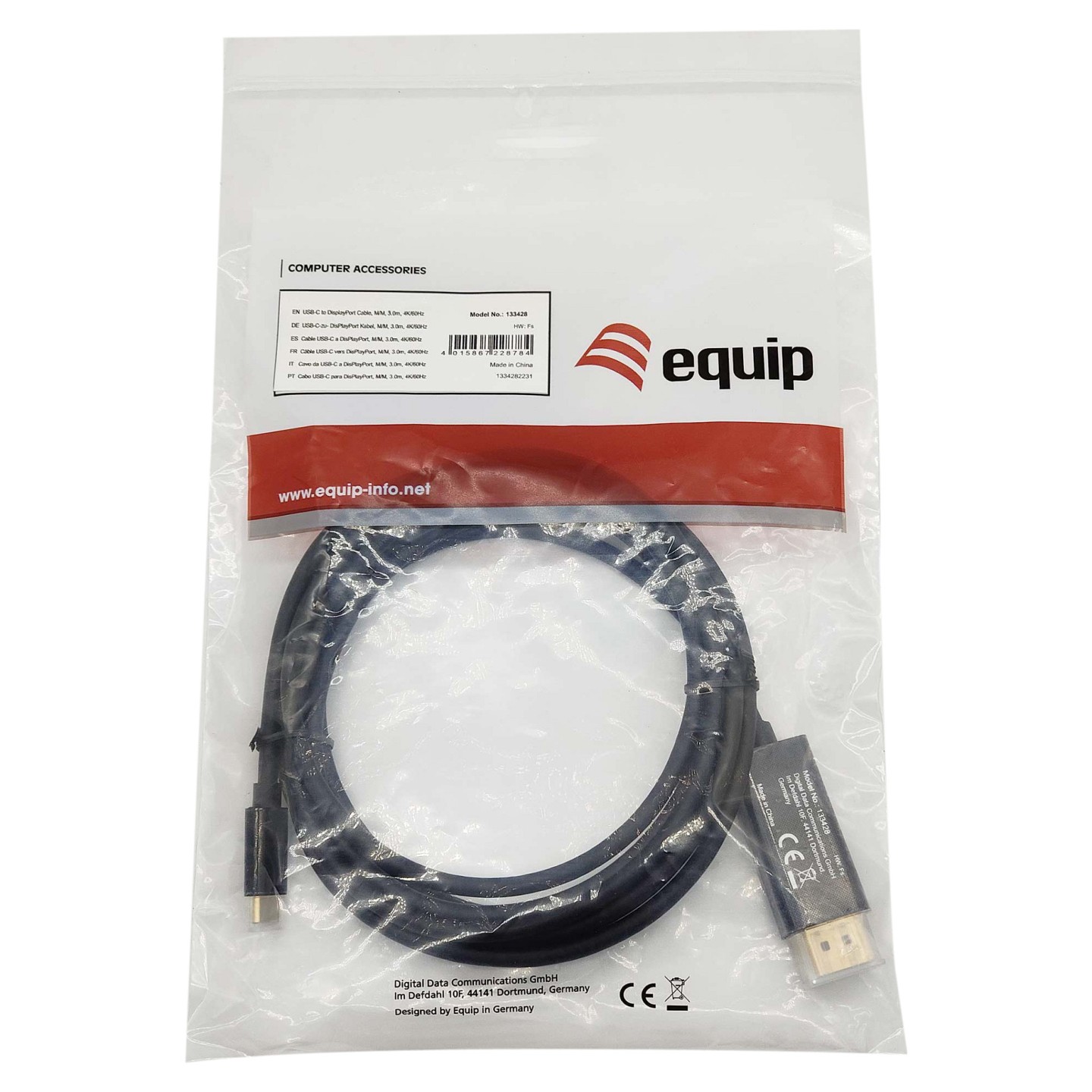 Equip Adapter USB-C - to DisplayPort 4K60Hz 3.00m sw — Buy in Cyprus with Fast Delivery