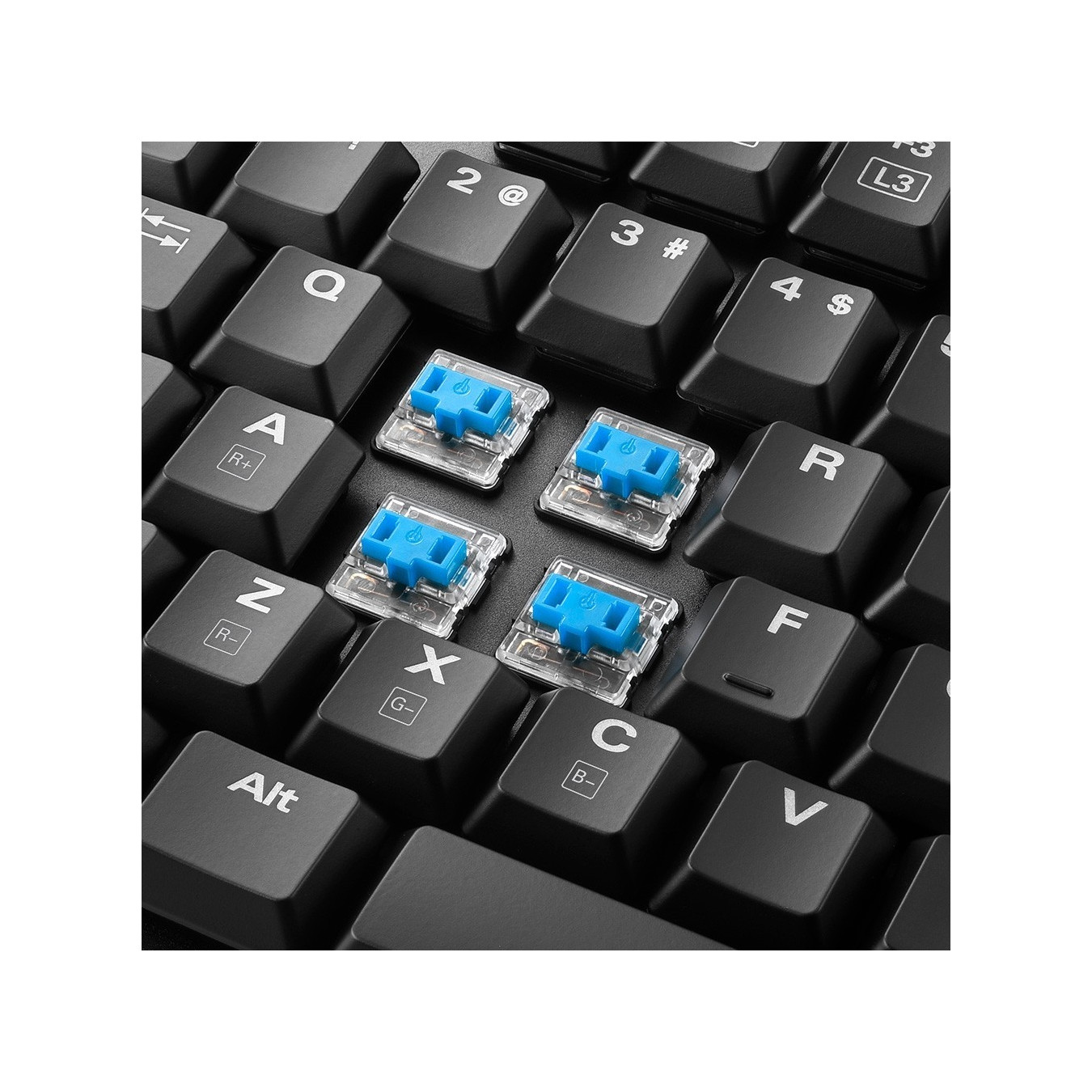 Sharkoon PureWriter RGB - Black - French AZERTY, Low-Profile Kailh Choc Blue, Wired USB, Per-Key RGB