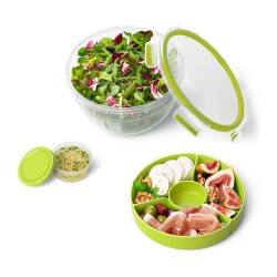 Emsa N1060700 Clip & Go Salatbox rund mit Einsatz und Dressingbox transparent. g — Buy in Cyprus with Fast Delivery