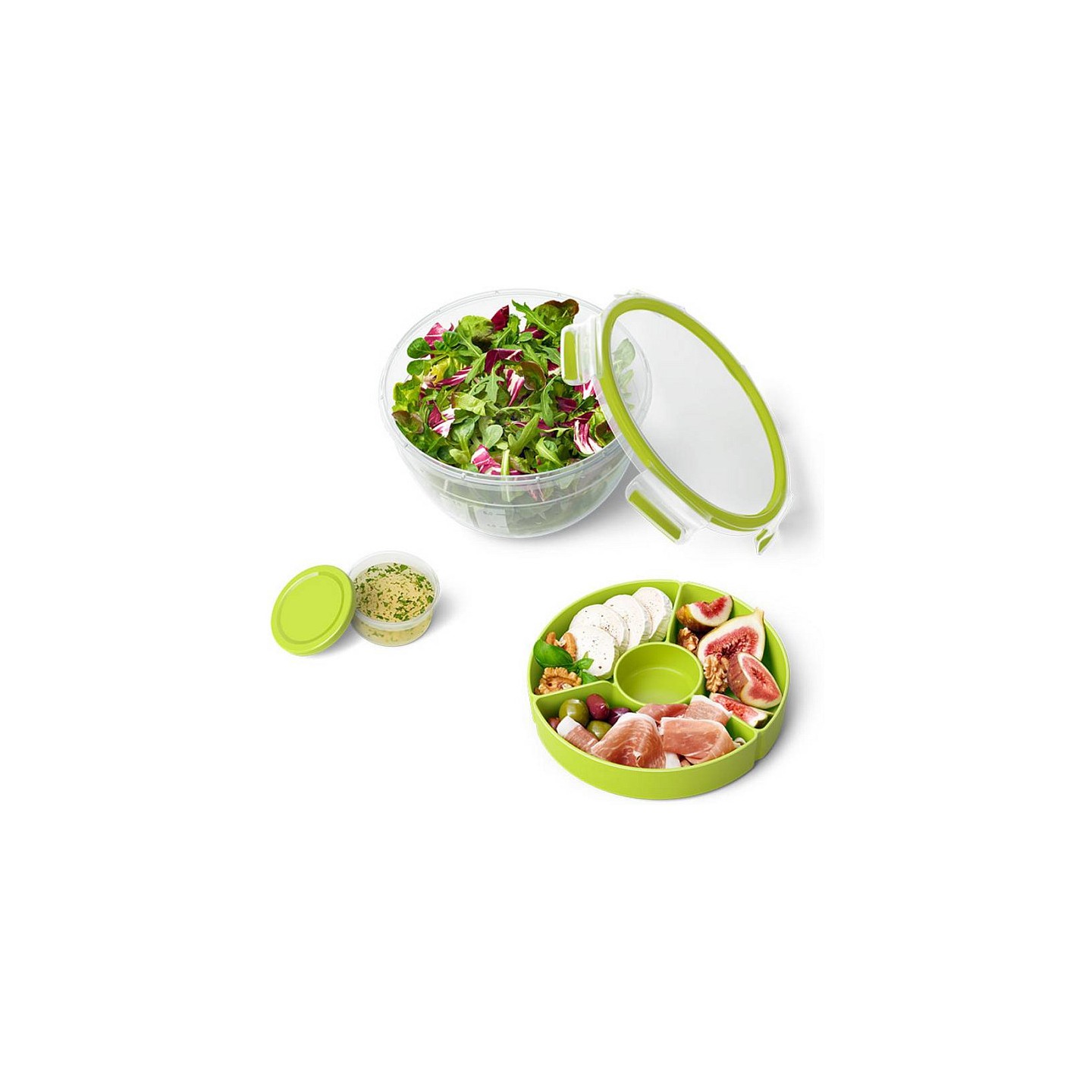Emsa N1060700 Clip & Go Salatbox rund mit Einsatz und Dressingbox transparent. g — Buy in Cyprus with Fast Delivery