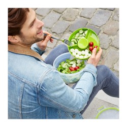 Emsa N1060700 Clip & Go Salatbox rund mit Einsatz und Dressingbox transparent. g — Buy in Cyprus with Fast Delivery
