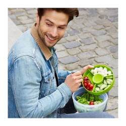 Emsa N1060700 Clip & Go Salatbox rund mit Einsatz und Dressingbox transparent. g — Buy in Cyprus with Fast Delivery