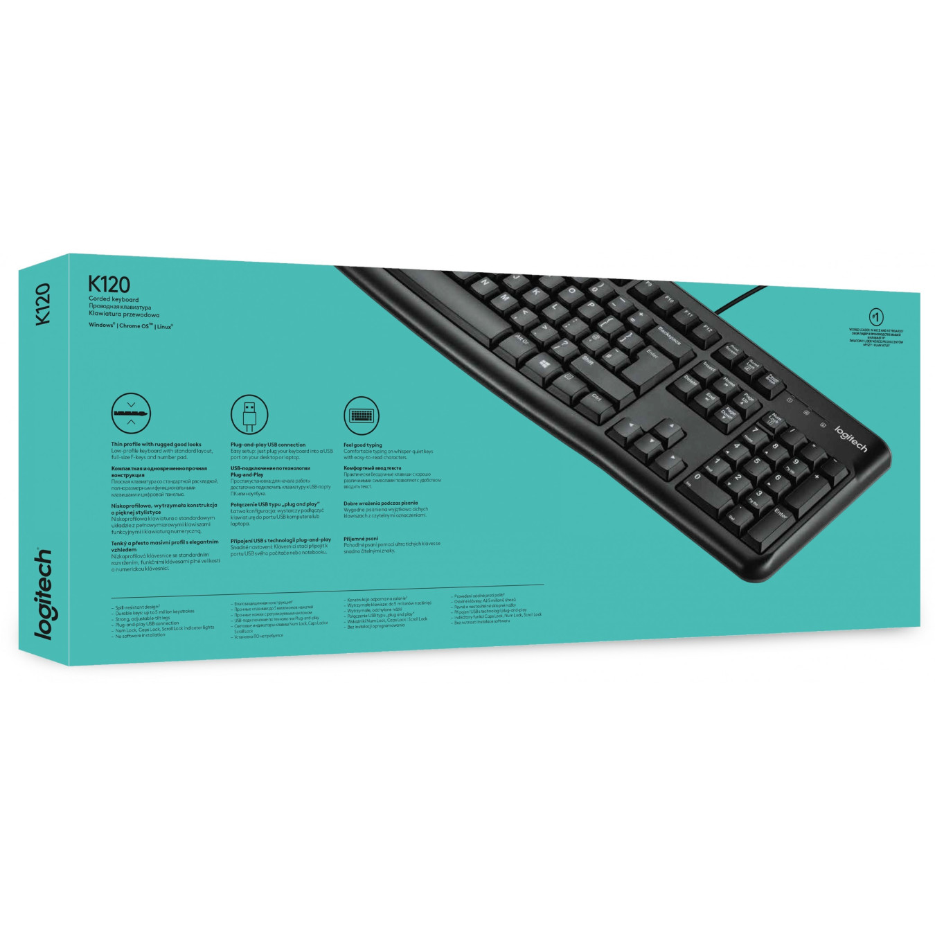Logitech K120 - Wired USB Full-Size (100%) AZERTY French Keyboard - Black — Buy in Cyprus with Fast Delivery