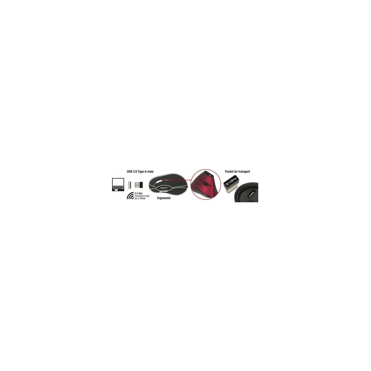 Ergonomische vertikal optische 5-Tasten Maus 2.4 GHz kabellos — Buy in Cyprus with Fast Delivery