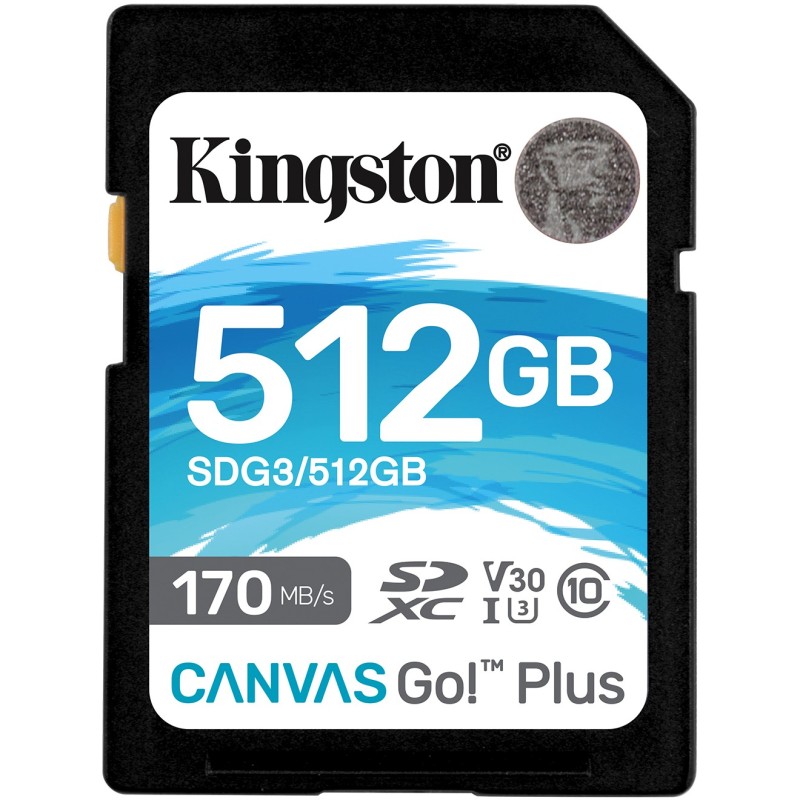 Buy Kingston Canvas Go! Plus SDXC - 512GB - UHS‑I U3/V30, 170MB/s Read, 90MB/s... in Cyprus, Nicosia, Limassol, Larnaka, Pafos