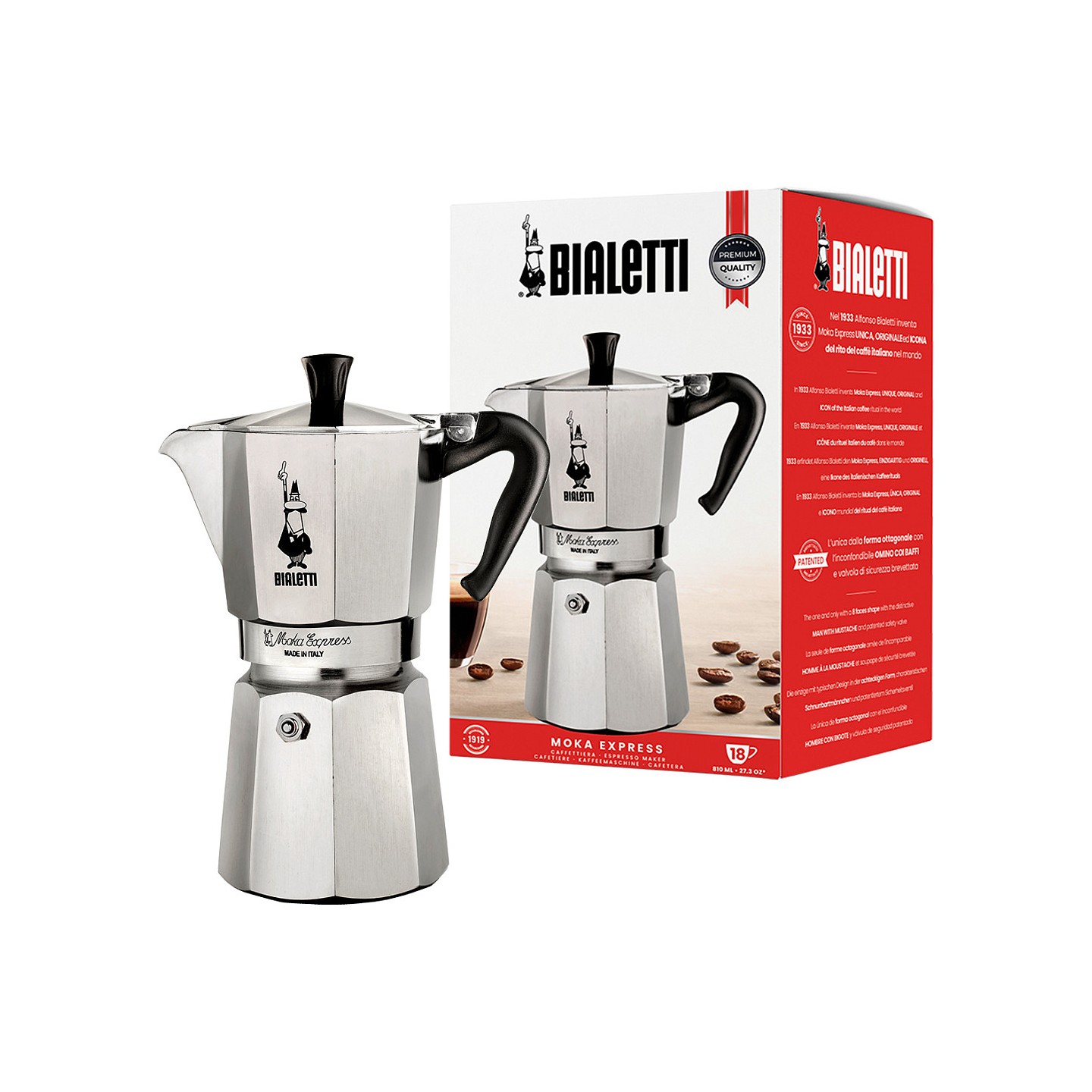 Bialetti Moka Express - silber - Aluminium - für 18 Tassen — Buy in Cyprus with Fast Delivery