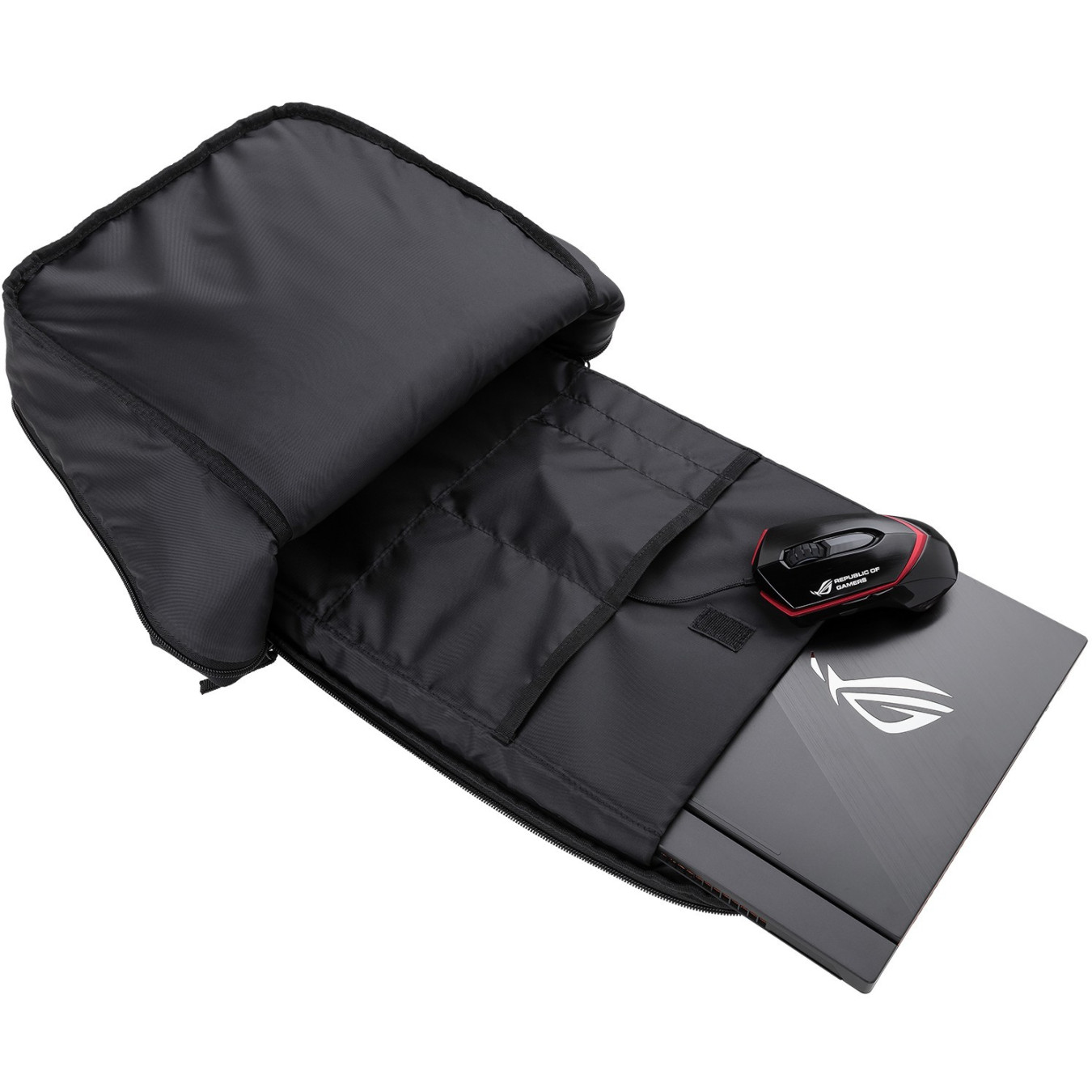 ASUS ROG Backpack BP1501G - Holographic Edition, Black/Grey, Fits 17-inch Laptops, Water-Repellent
