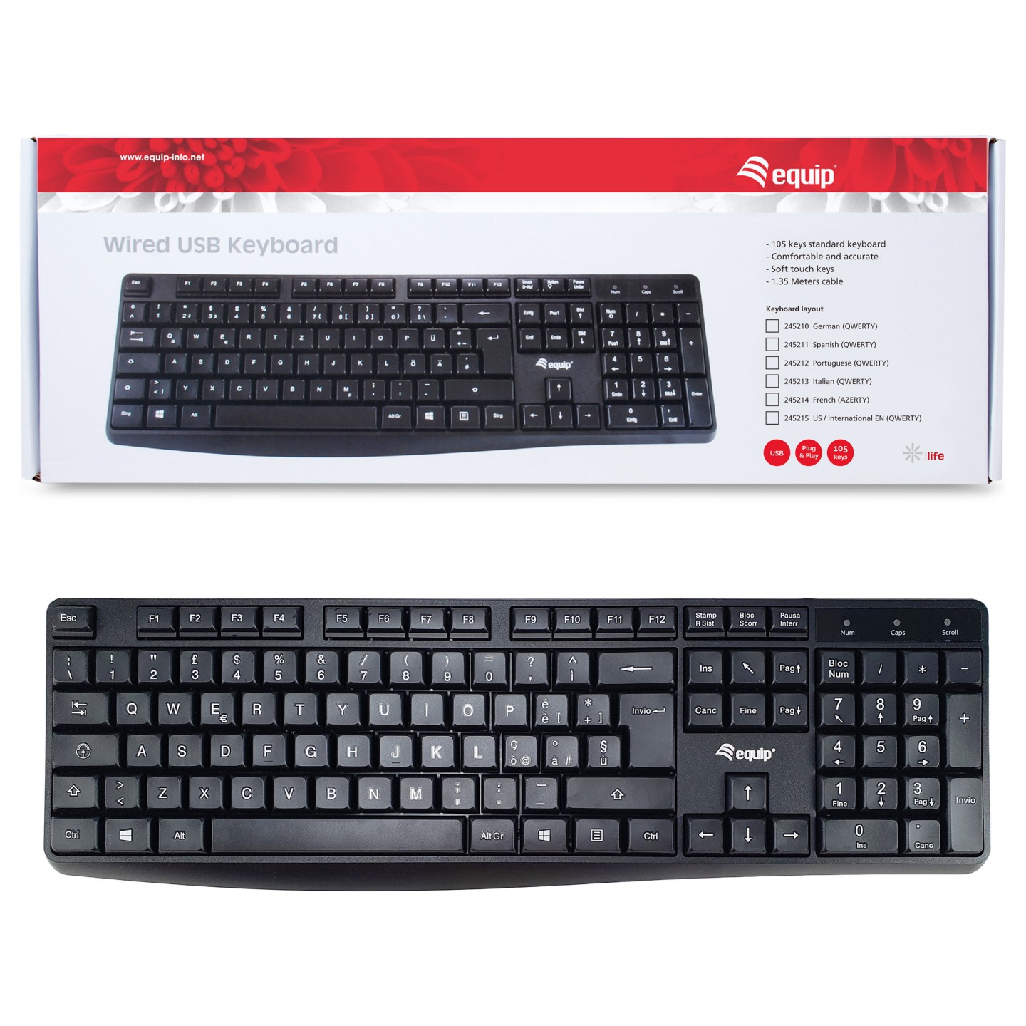 Equip Kabelgebundene USB Keyboard schwarz. italieni — Buy in Cyprus with Fast Delivery