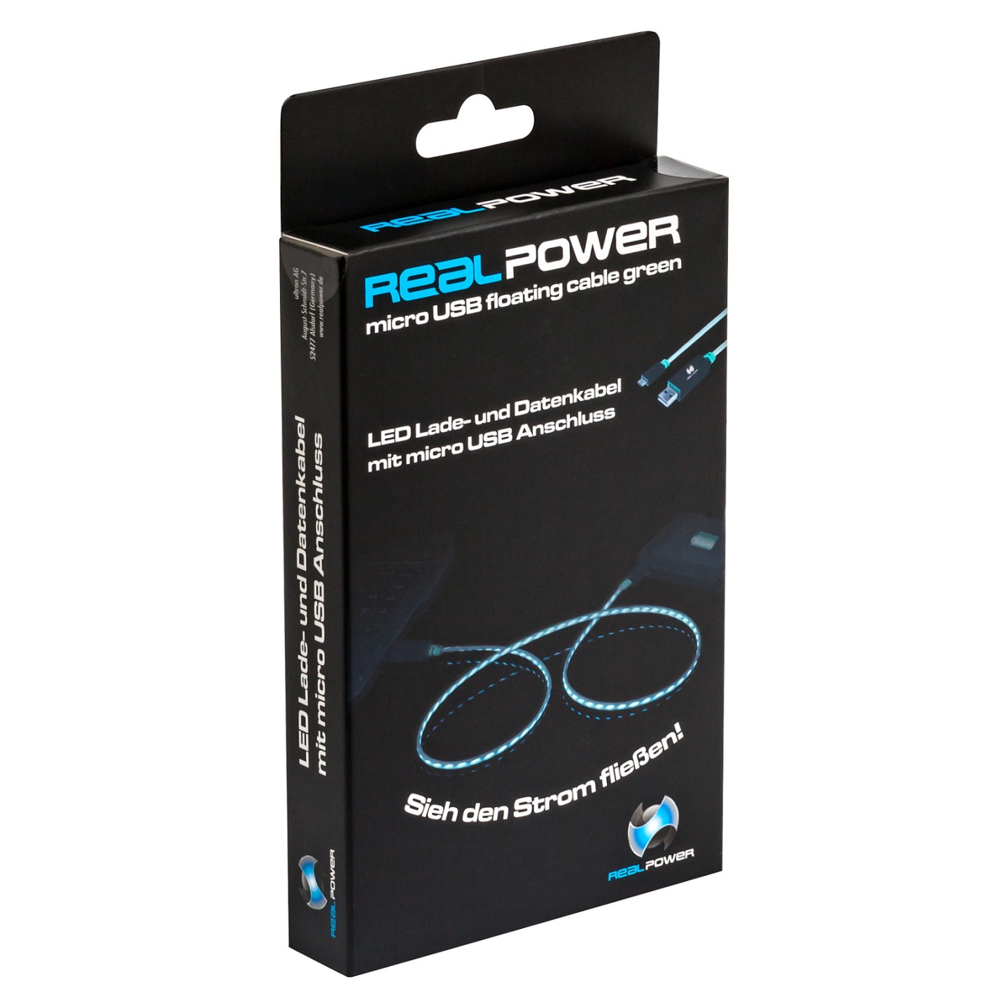 RealPower Datenkabel LED grün micro-USB auf USB — Buy in Cyprus with Fast Delivery