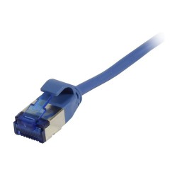 Synergy21 Patchkabel RJ45. CAT6A 500Mhz. 0.25m. blau. U FTP. slimline rund d3.8mm. TPE(Superflex). AWG32.