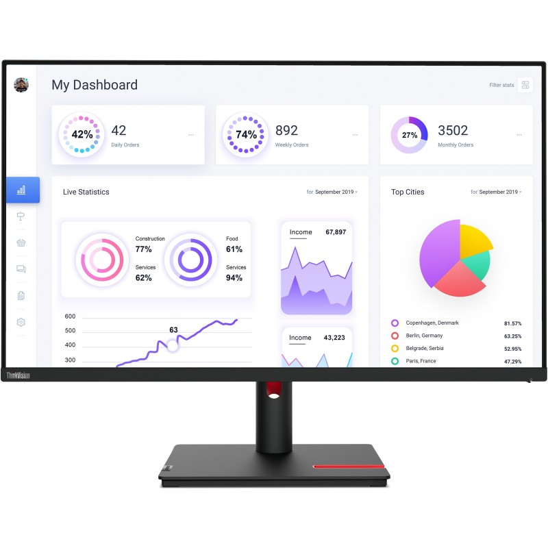 Lenovo ThinkVision T32p-30 31.5" 4K IPS Monitor 60Hz 4ms USB-C 90W Pivot Black (Boxed) — Buy in Cyprus with Fast Delivery