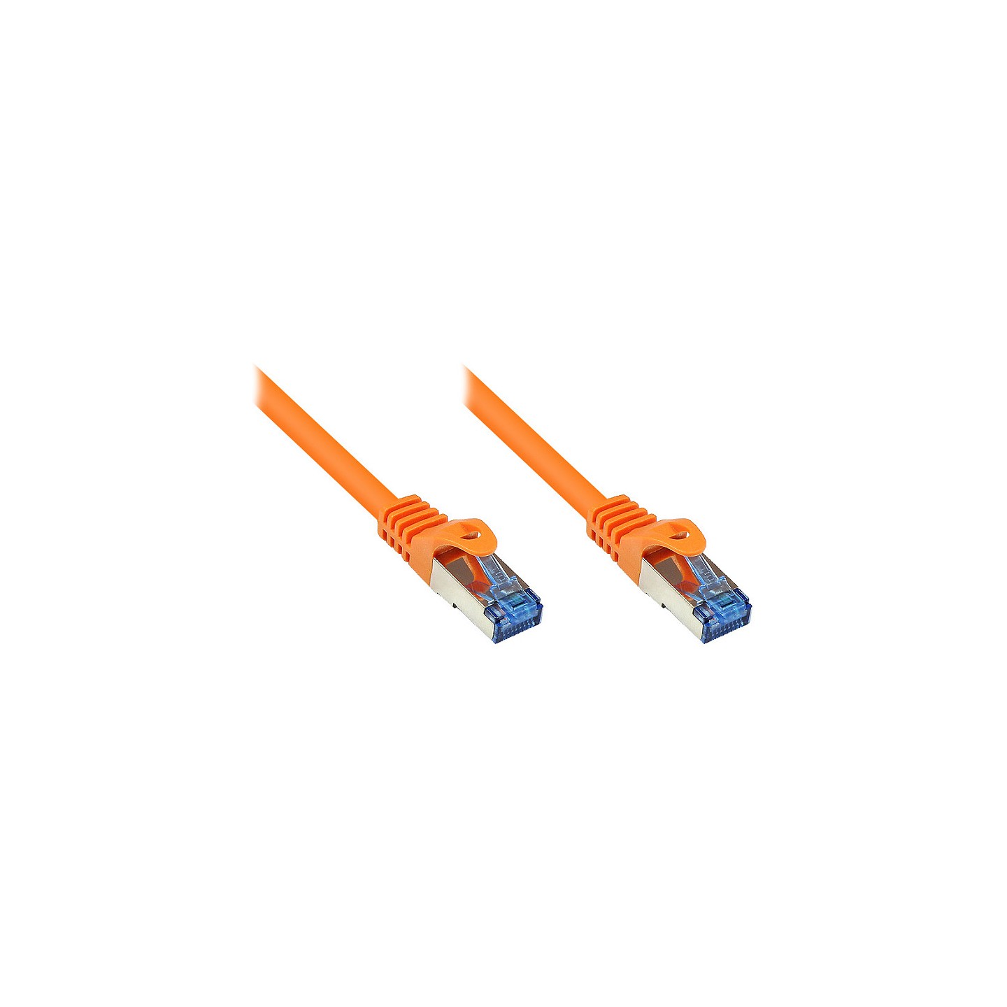 GoodConnections Patchkabel mit Rastnasenschutz. Cat. 6A. S FTP. PiMF. halogenfrei. 500MHz. orange. 0.25m.