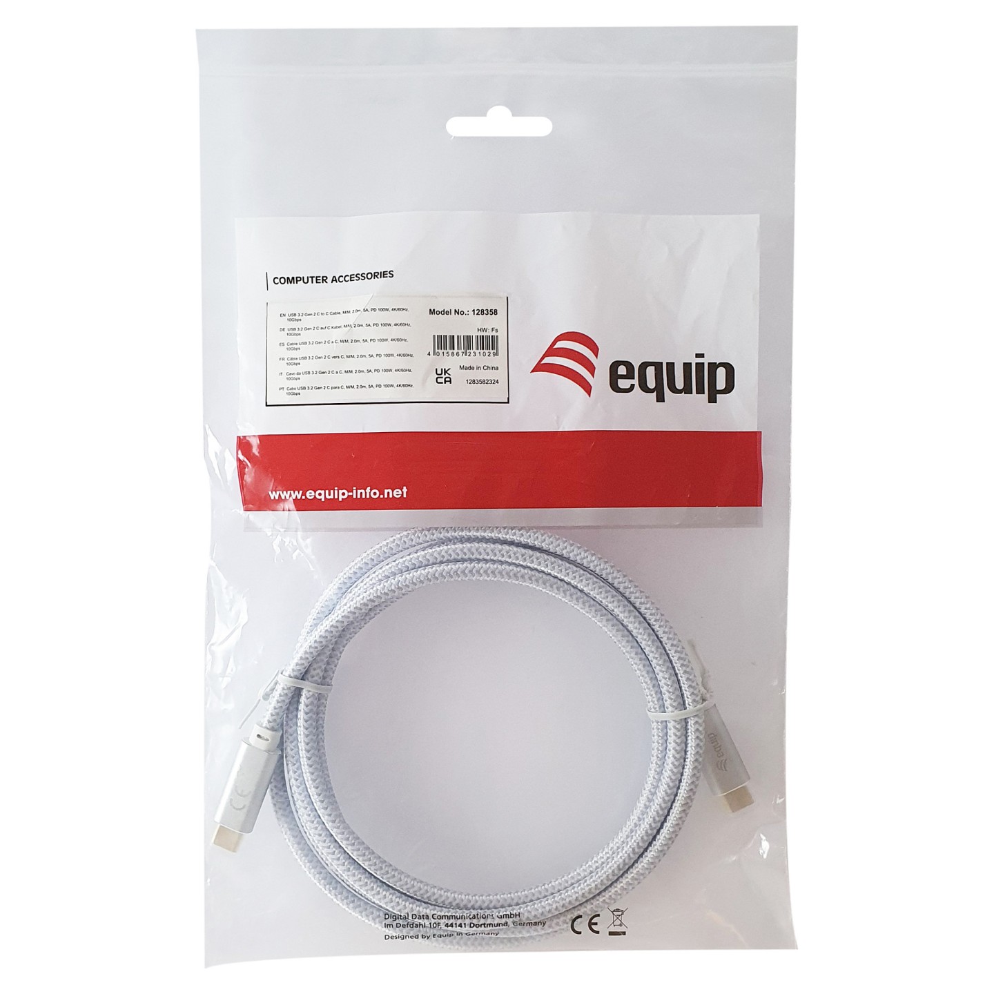 Equip Kabel USB-C 3.2 - to C St St 3.00m 5A 4K 60Hz ws — Buy in Cyprus with Fast Delivery
