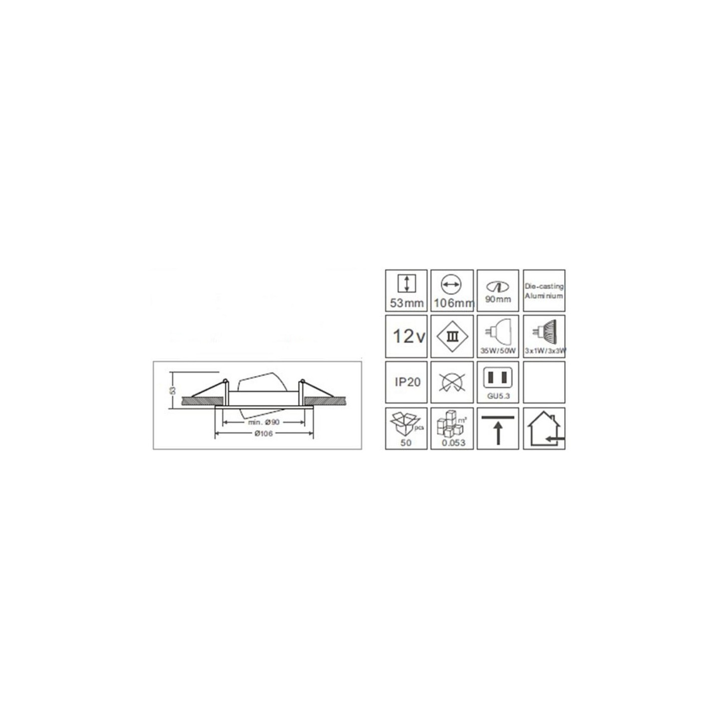 Synergy 21 LED Retrofit GU10 GX5.3 Deckeneinbausatz D05-silber — Buy in Cyprus with Fast Delivery