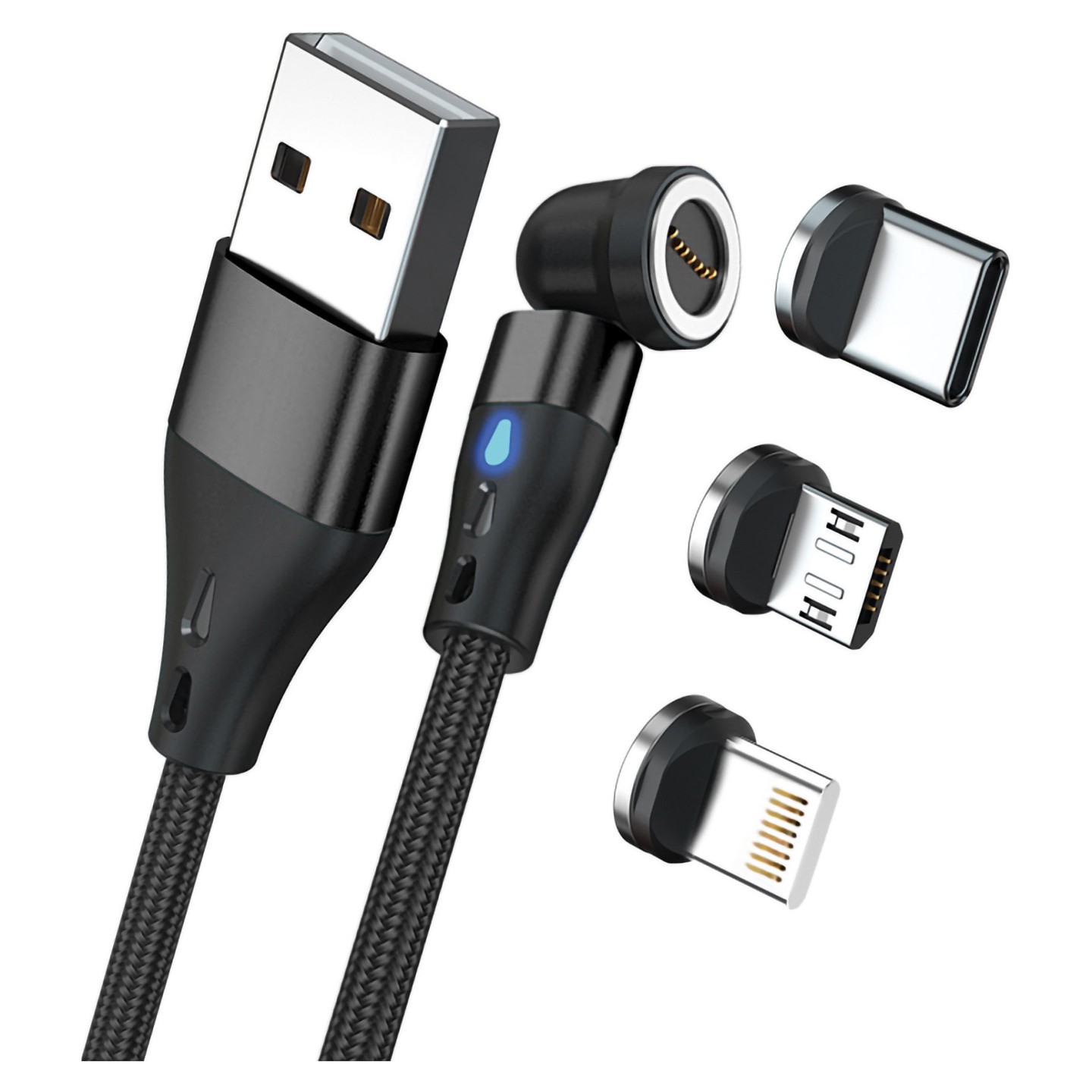 RealPower Magnetic cable 3 Amp.20cm.schwarz mit Adaptern — Buy in Cyprus with Fast Delivery