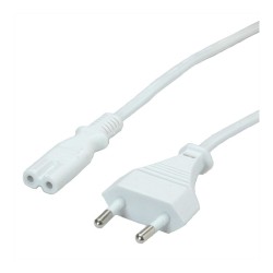 VALUE Netzkabel Euro-Flachstecker auf C7. 2polig. wei. 3 m — Buy in Cyprus with Fast Delivery