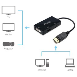 Equip Displayport- to HDMI VGA DVI Adapter St Bu schwarz — Buy in Cyprus with Fast Delivery