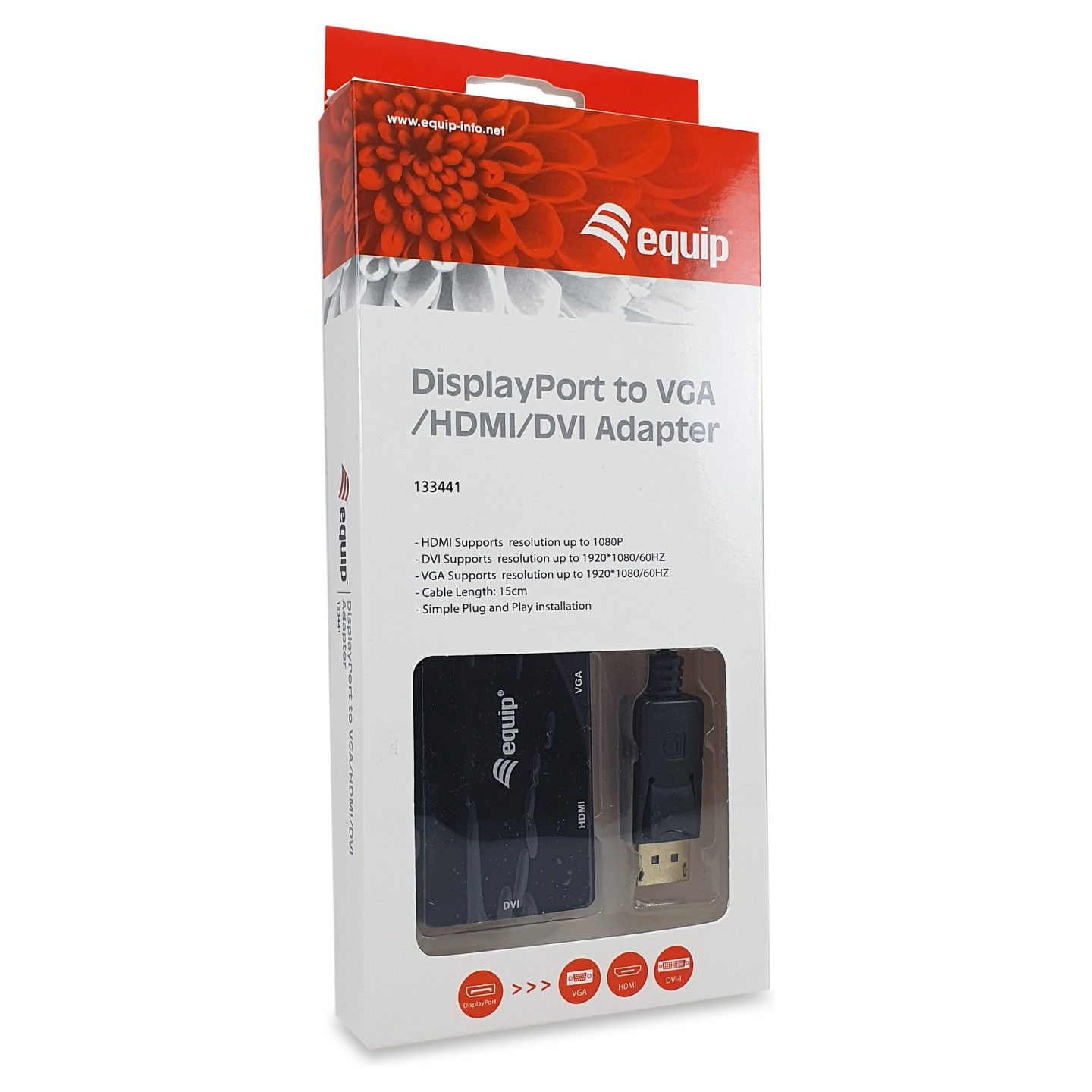 Equip Displayport- to HDMI VGA DVI Adapter St Bu schwarz — Buy in Cyprus with Fast Delivery