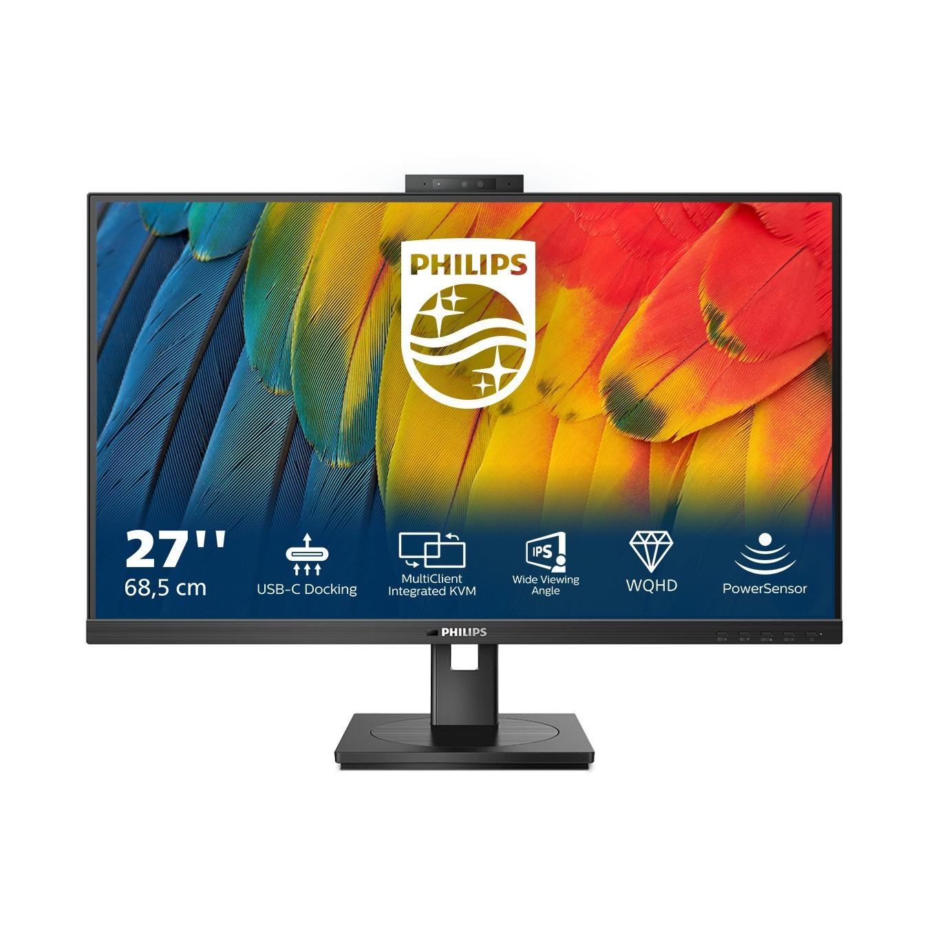 Philips 27B1U5601H - 27" IPS QHD (2560x1440) Monitor, 75Hz, 4ms, USB-C PD 100W, Built-in Speakers, Black