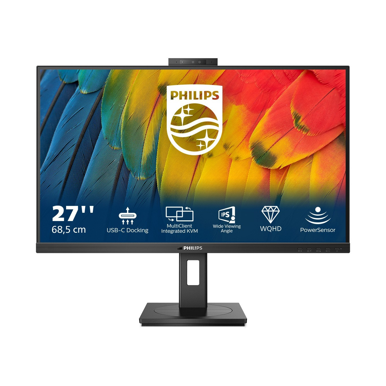 Philips 27B1U5601H - 27" IPS QHD (2560x1440) Monitor, 75Hz, 4ms, USB-C PD 100W, Built-in Speakers, Black