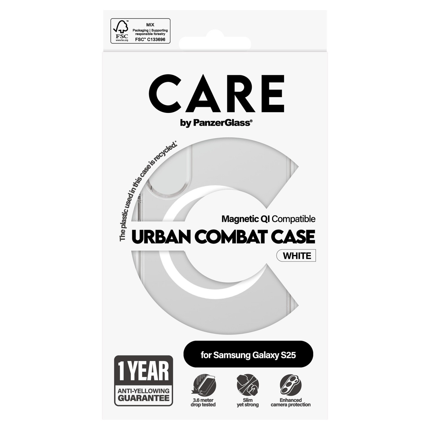CARE Flagship Case Clear w. white QI Compatible Galaxy S25 — Buy in Cyprus with Fast Delivery