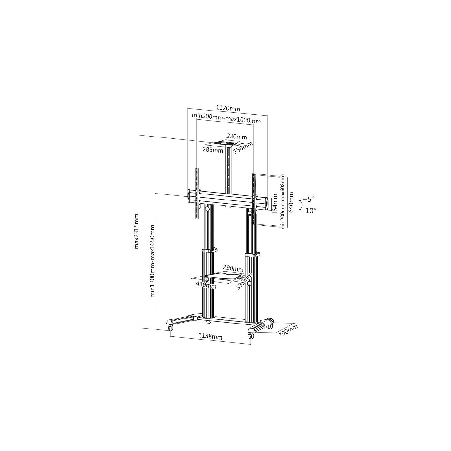 ROLINE LCD- TV-Rollstnder. 60-100 Zoll. bis 100kg. silberfarben — Buy in Cyprus with Fast Delivery