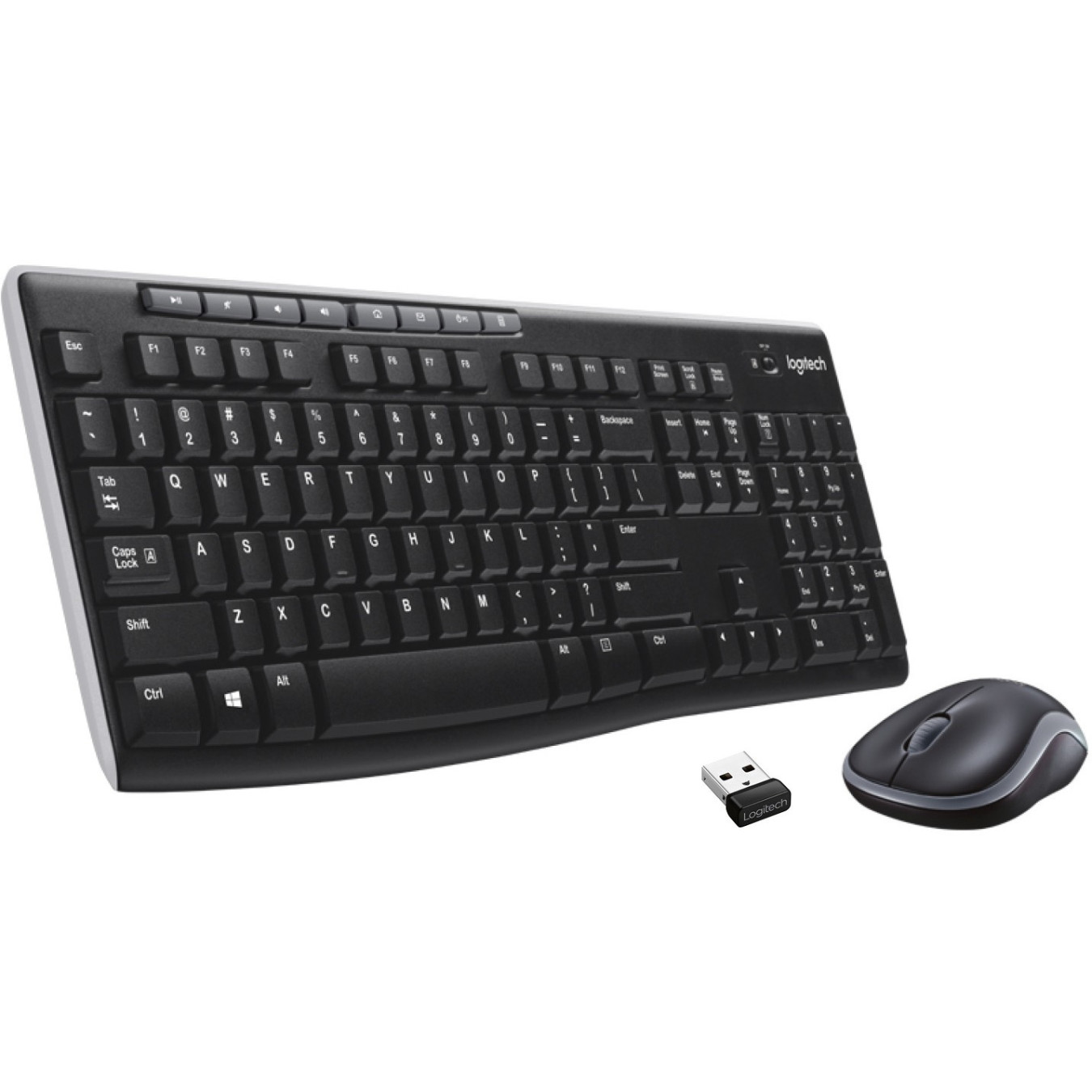 Logitech MK270 Wireless Desktop Set - 920-004508 - Full-Size Black Keyboard & Mouse, 2.4GHz RF, US QWERTY
