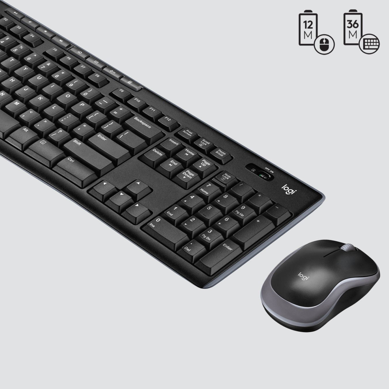 Logitech MK270 Wireless Desktop Set - 920-004508 - Full-Size Black Keyboard & Mouse, 2.4GHz RF, US QWERTY