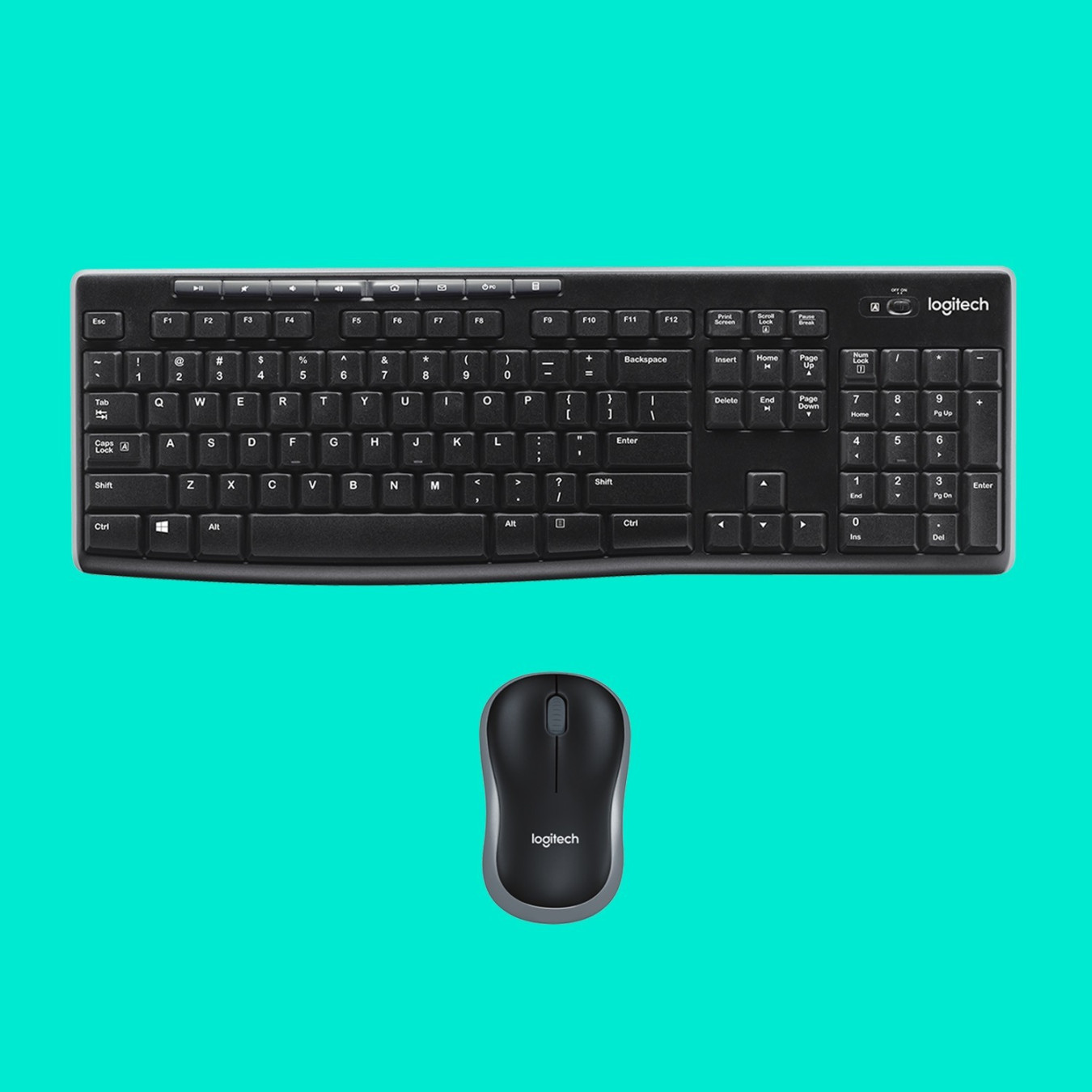 Logitech MK270 Wireless Desktop Set - 920-004508 - Full-Size Black Keyboard & Mouse, 2.4GHz RF, US QWERTY