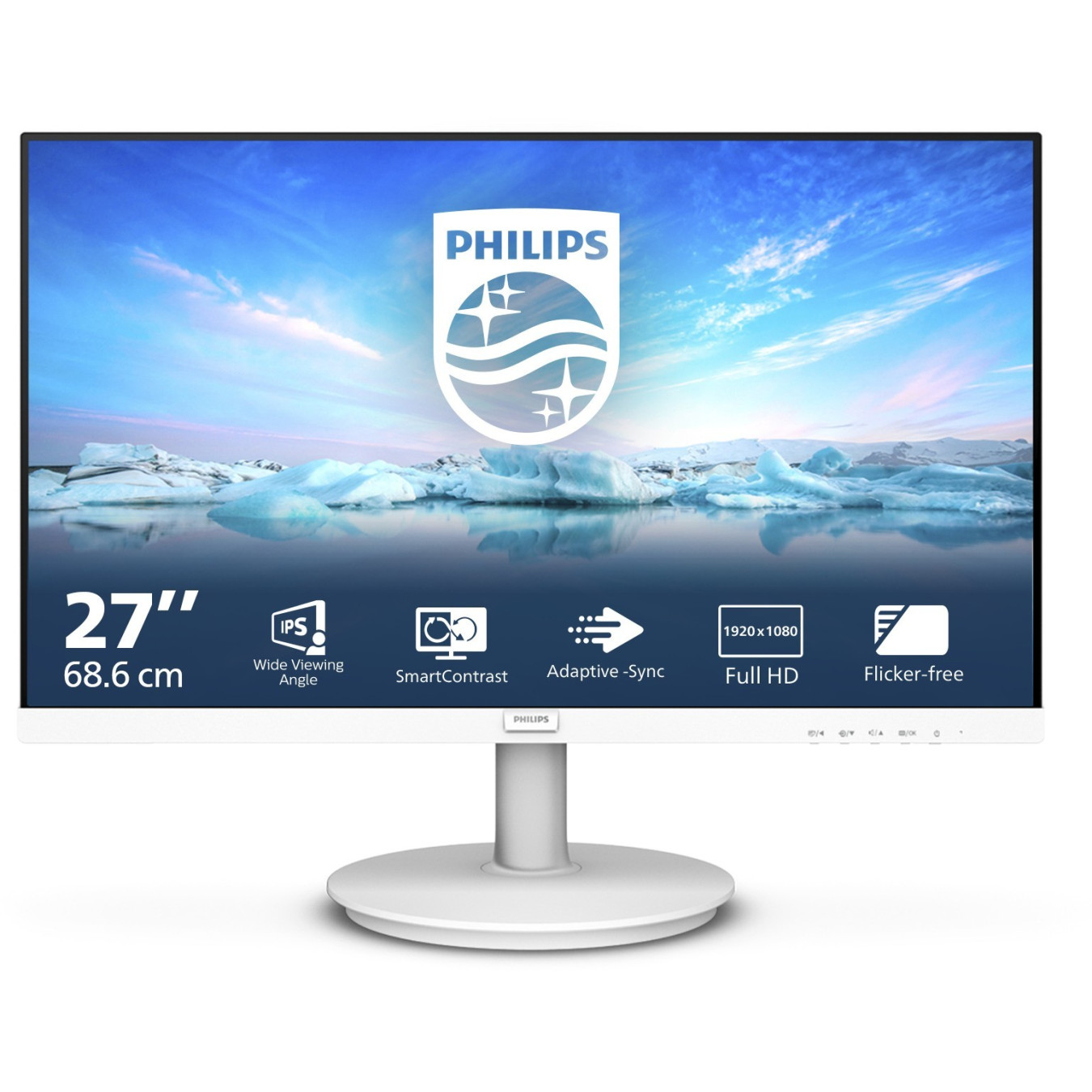 Philips 271V8AW/00 - 27-inch (68.6 cm) Full HD IPS Monitor, 75Hz, 4ms, HDMI 1.4 & VGA, White