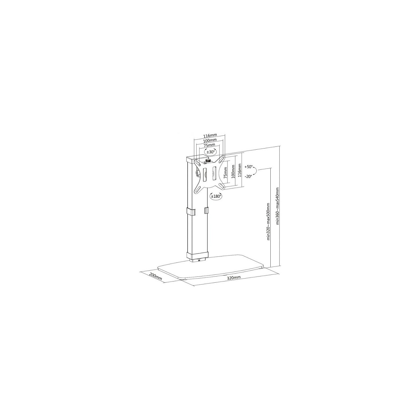 EQUIP 650126 17'-32' Freistehender Monitorständer — Buy in Cyprus with Fast Delivery