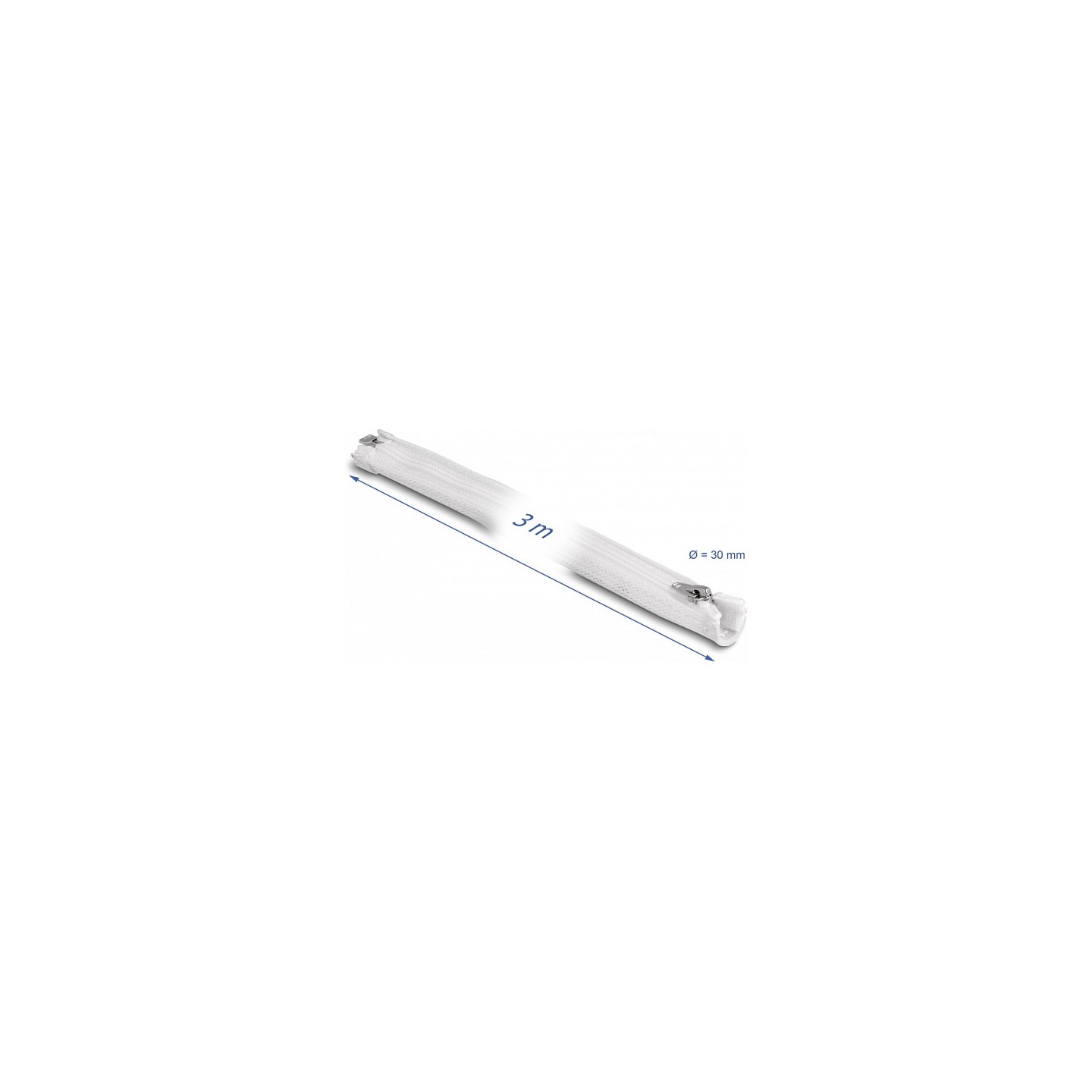Geflechtschlauch mit Reißverschluss hitzebeständig 3 m x 30 mm weiß — Buy in Cyprus with Fast Delivery