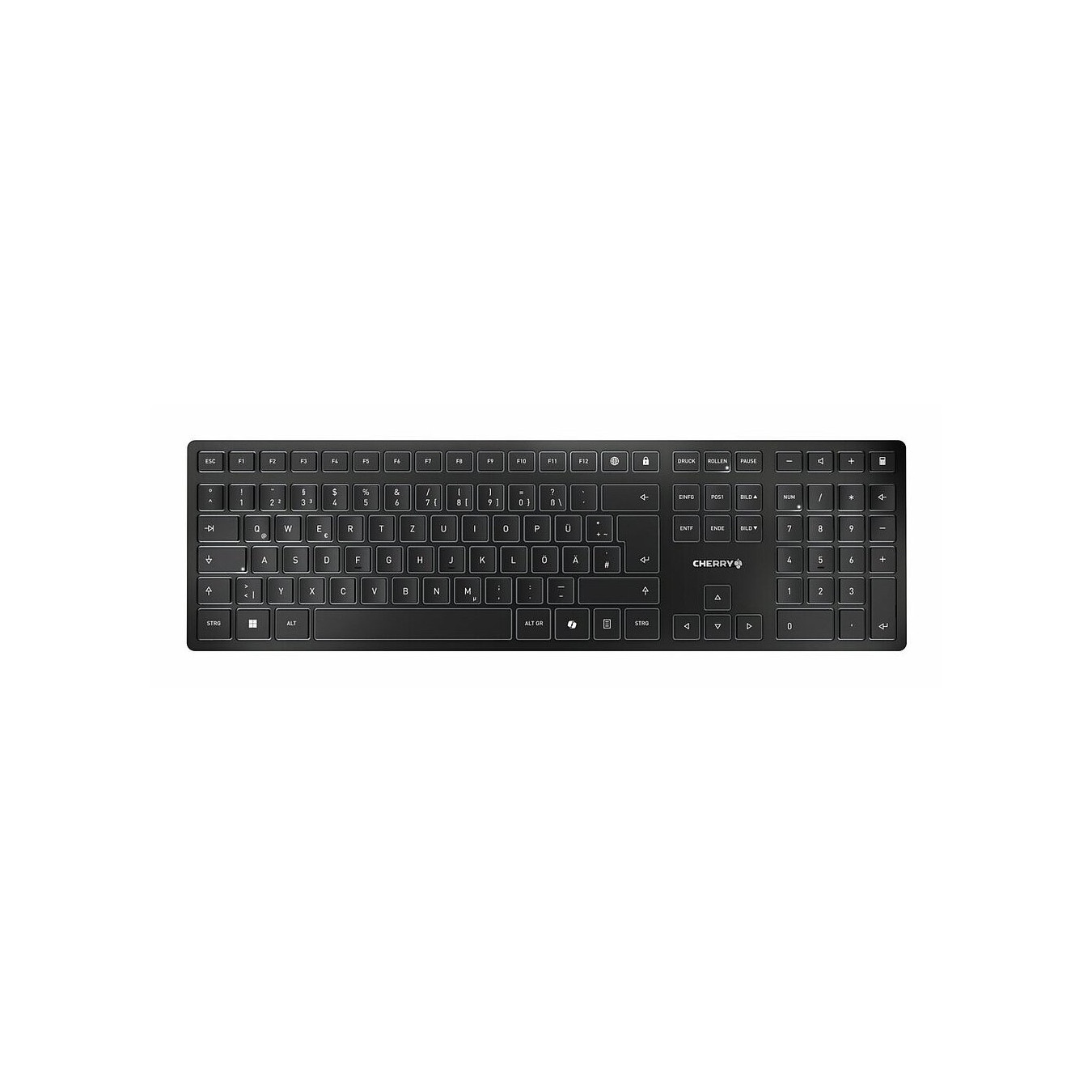 Cherry KW 9100 Slim - Full-Size Wireless Keyboard (Black/Grey) - RF 2.4GHz + Bluetooth, Portuguese Layout