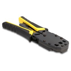 Universelle Crimpzange mit Abisolierer für 10P (RJ50). 8P (RJ45). 6P (RJ12 11). 6P DEC oder 4P Modular Stecker