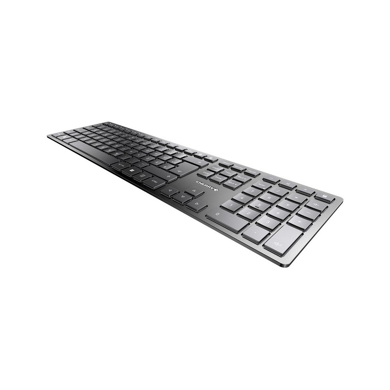 Cherry KW 9100 Slim - Full-Size Wireless Keyboard (Black/Grey) - RF 2.4GHz + Bluetooth, Portuguese Layout
