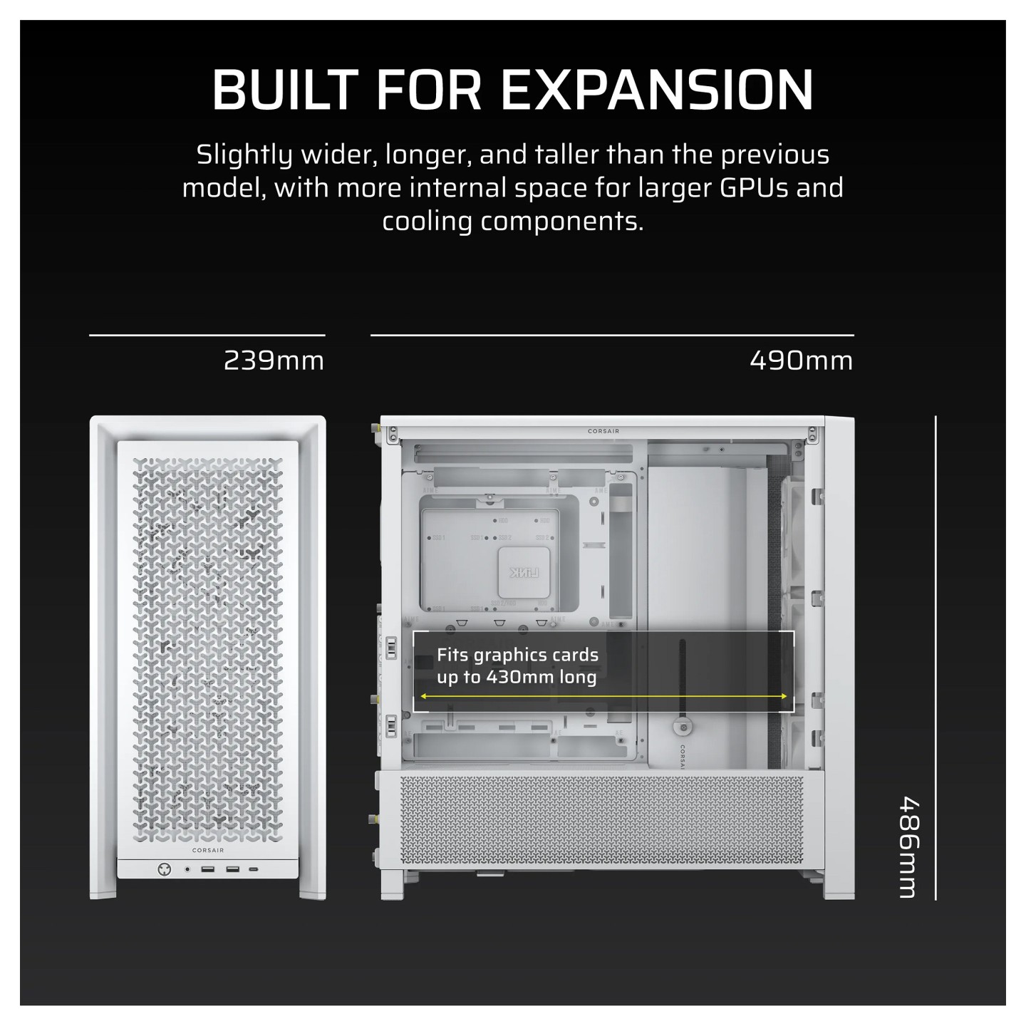 CORSAIR Frame 4000D RS Weiß Midi Tower ATX Gaming Gehäuse — Buy in Cyprus with Fast Delivery