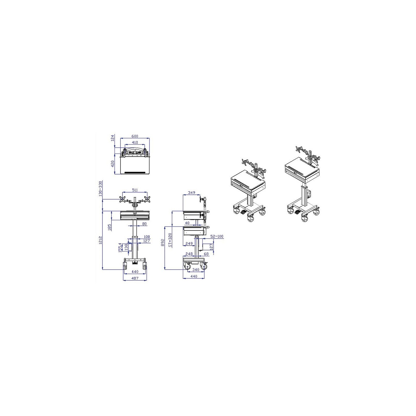 ROLINE Mobile PC- LCD-Arbeitsstation. hhenverstellbar. bis 26 kg — Buy in Cyprus with Fast Delivery