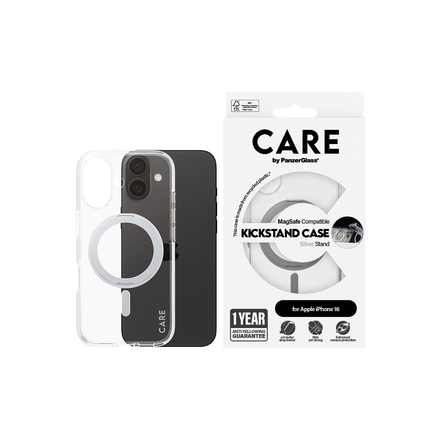 CARE Case Feature Silver Kickstand MagSAFE iPhone 16 — Buy in Cyprus with Fast Delivery