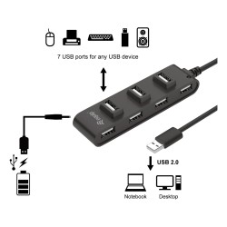 Equip USB-Hub 7-Port 2.0 - to 7x2.0 480Mbps o.Netzteil sw — Buy in Cyprus with Fast Delivery