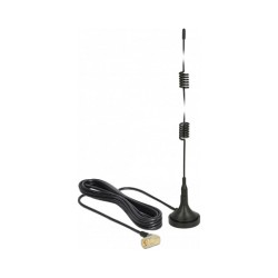 DELOCK LTE Antenne SMA Stecker 90 2.5 dBi starr omnidirektional mit magnetischem Standfuss und Anschlusskabel RG-174 ...