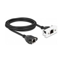 Delock Netzwerk Verlängerungskabel für Easy 45 Modul S FTP RJ45 Buchse zu RJ45 Buchse Cat.6A 2 m schwarz weiß
