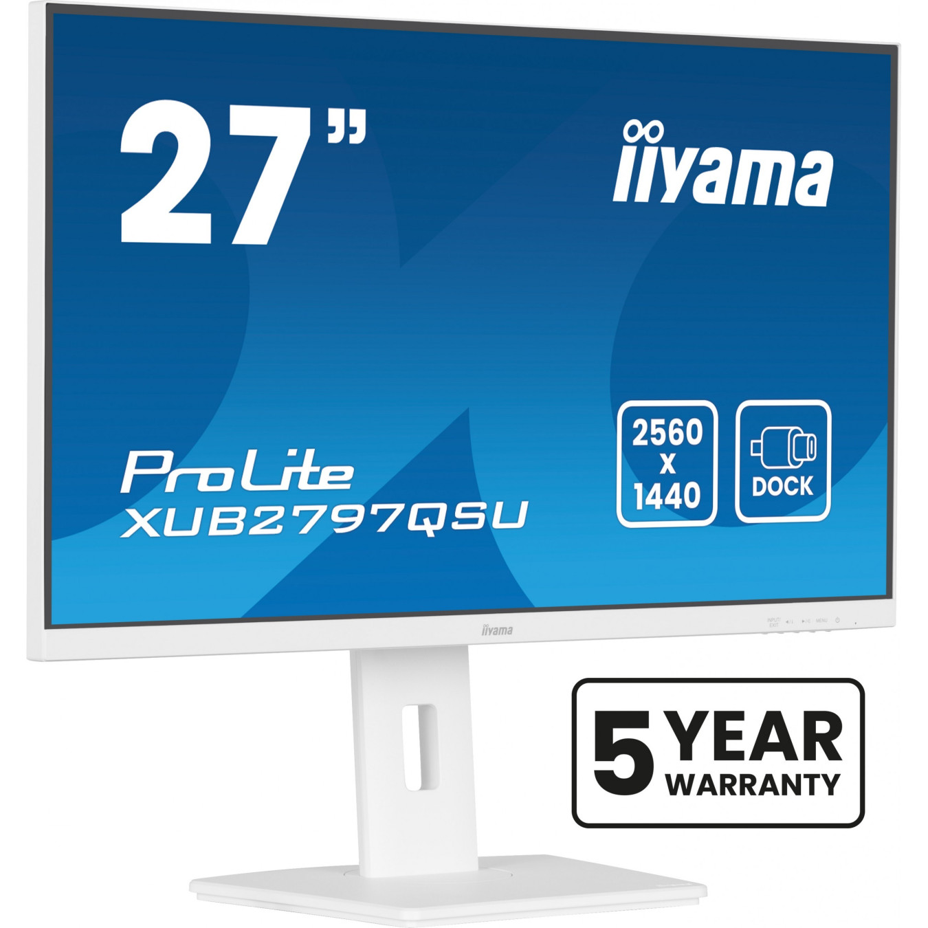 iiyama ProLite XUB2797QSU-W2 - 27-inch QHD IPS, 100Hz, 1ms, USB hub, HDMI 2.0 + DP1.4, White, Height-adjustable