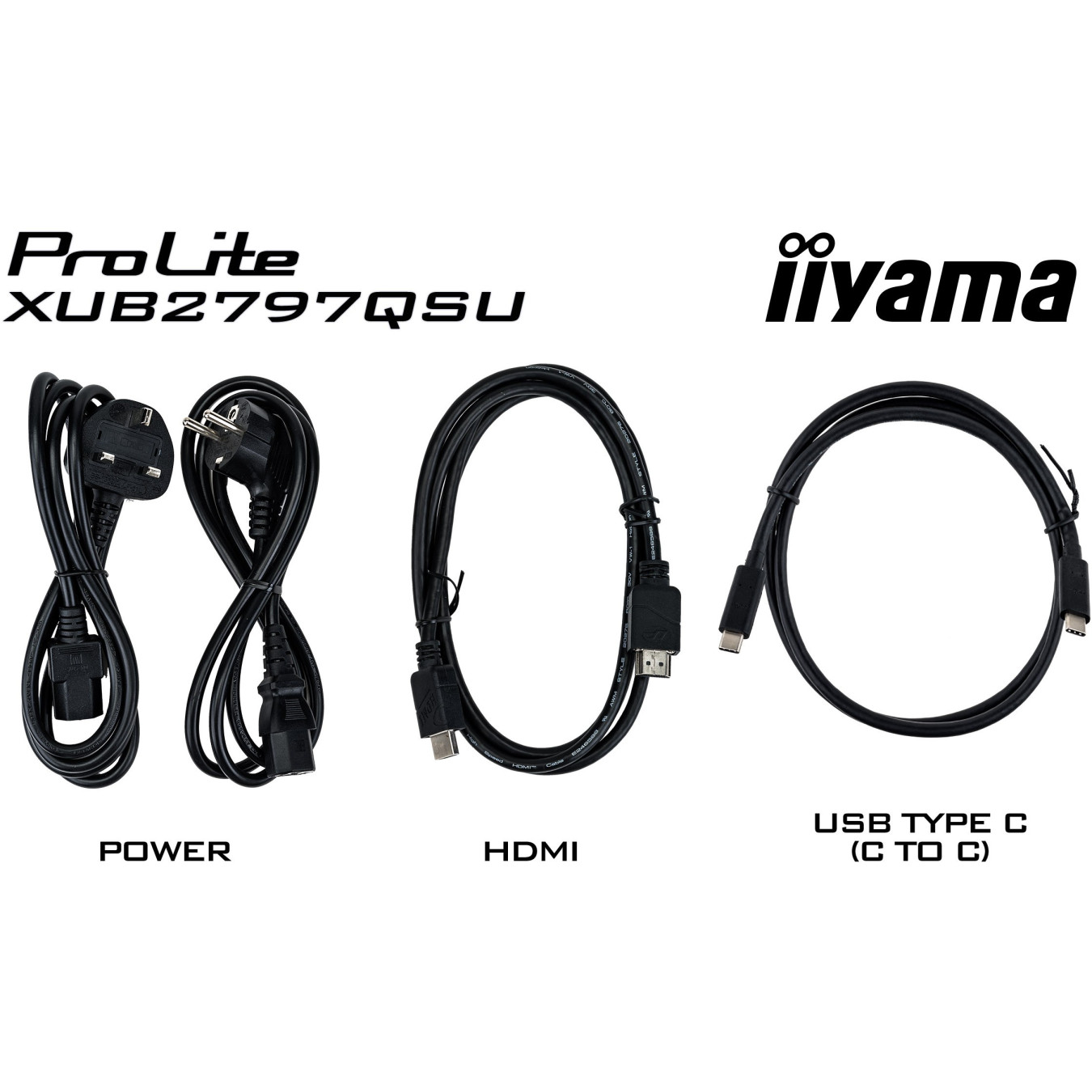 iiyama ProLite XUB2797QSU-W2 - 27-inch QHD IPS, 100Hz, 1ms, USB hub, HDMI 2.0 + DP1.4, White, Height-adjustable